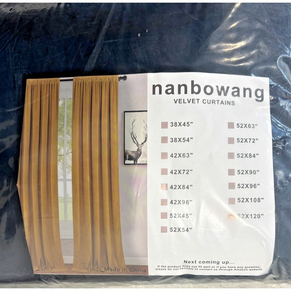 Nanbowang Blackish 2‎ Panel Velvet Blackout Curtains 52x120"
